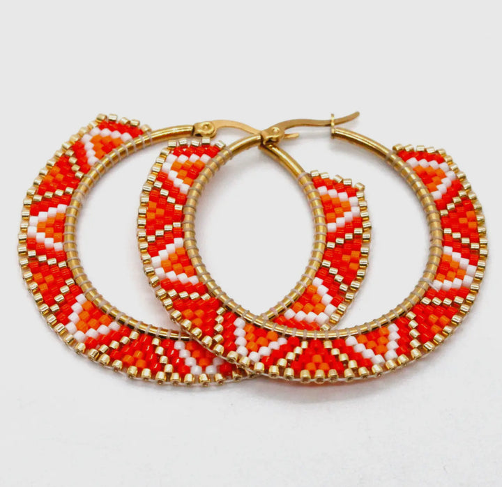 Miyuki Seed Bead Geometric earrings-flame