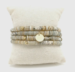 Semi Precious Stone Stack Stretch Bracelet-Natural