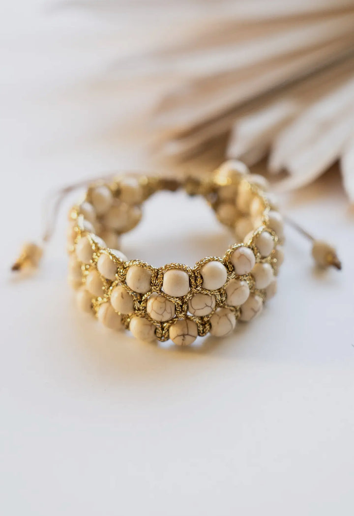 Freya Stone Resin Bracelet-Cream