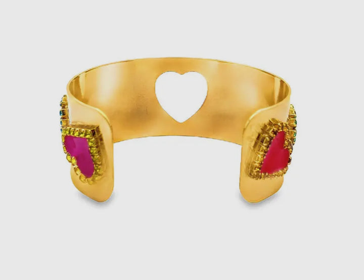 Crystal Hearts Cuff Bracelet