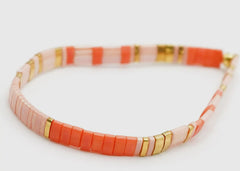 Tile Bead Bracelet-Tangerine