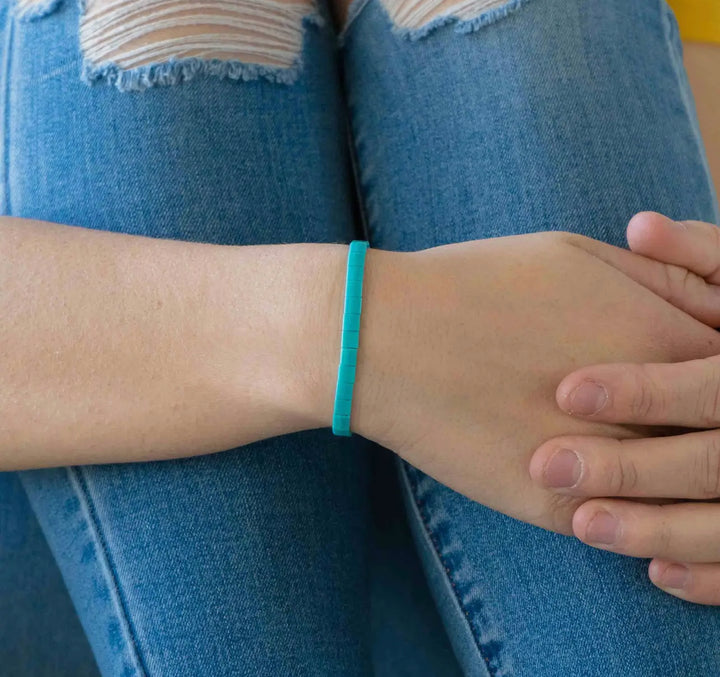 Tile Bead Bracelet-Turquoise