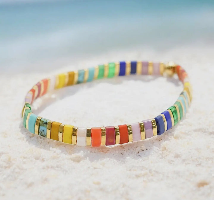 Tile Bead Bracelet-Rainbow