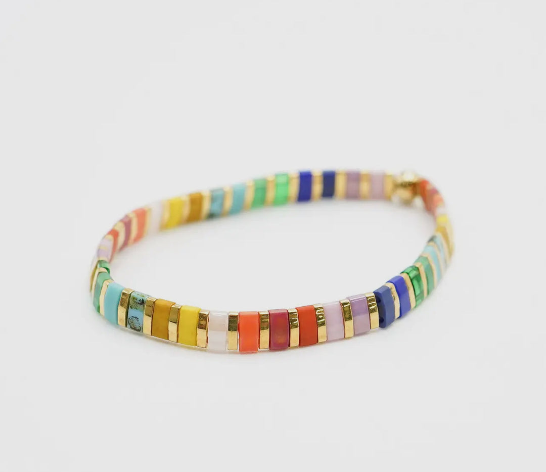 Tile Bead Bracelet-Rainbow