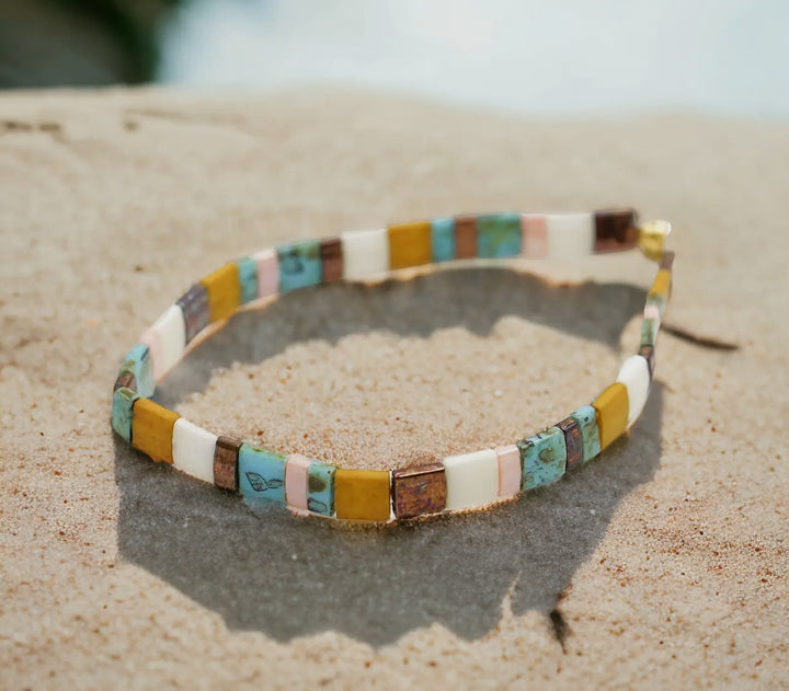 Tile Bead Bracelet- Ocre