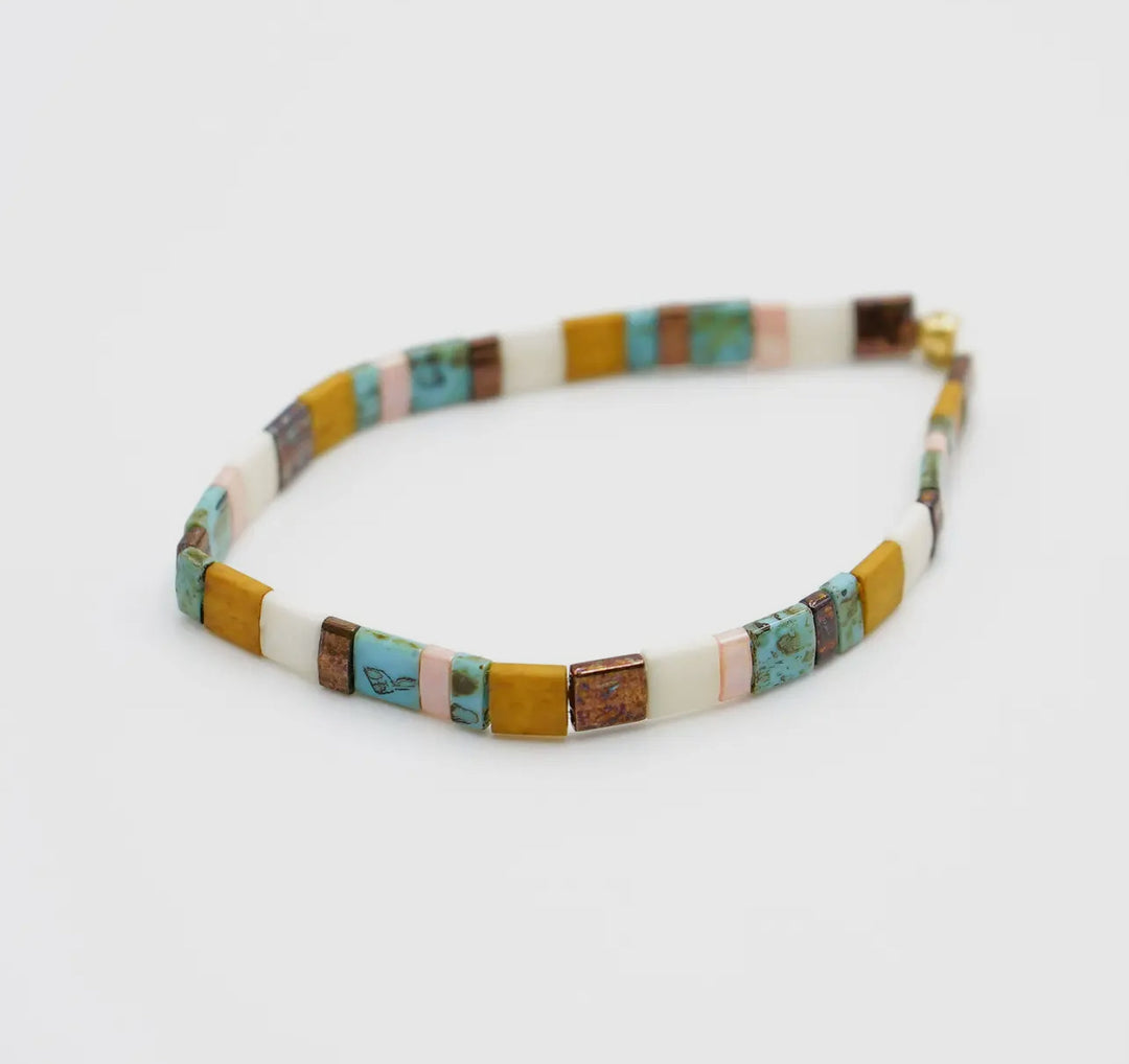 Tile Bead Bracelet- Ocre