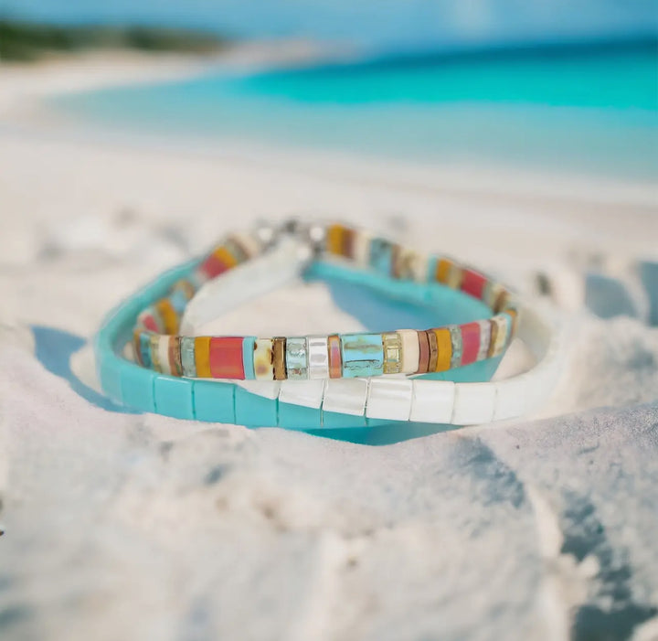 Tile Bead Bracelet-Turquoise