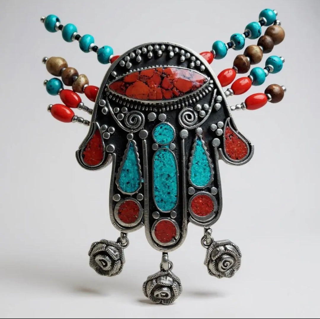 Evil Eye and Hamsa Turquoise Necklace