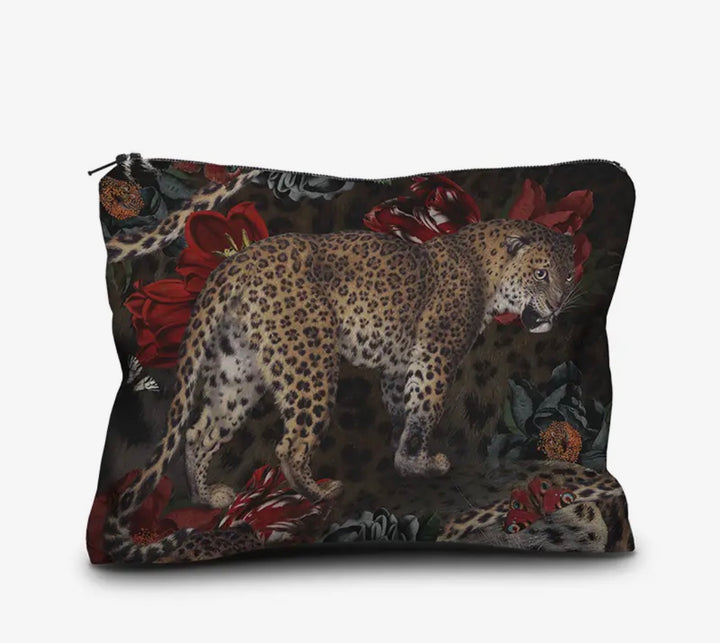 Velvet Printed Cosmetic Bag-Leopard