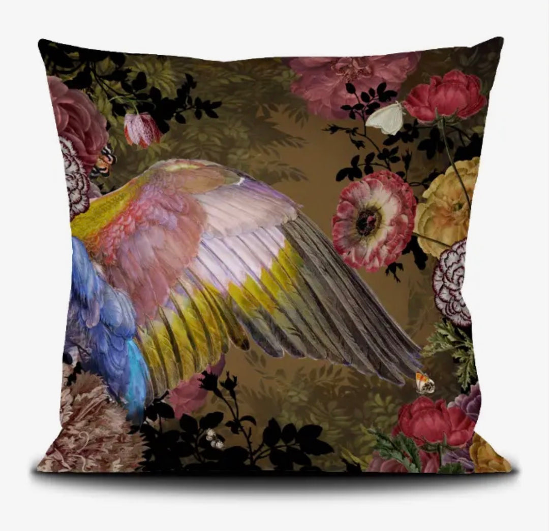 Printed Velvet Throw Pillow-Winged Tiger