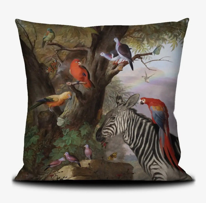 Printed Velvet Throw Pillow-Zebra