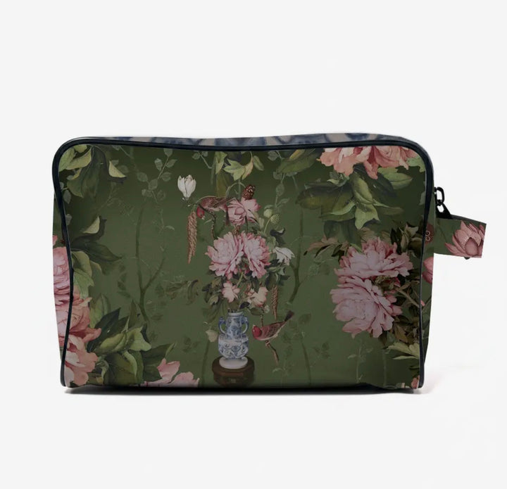 Velvet Toiletry Kit-Green Floral