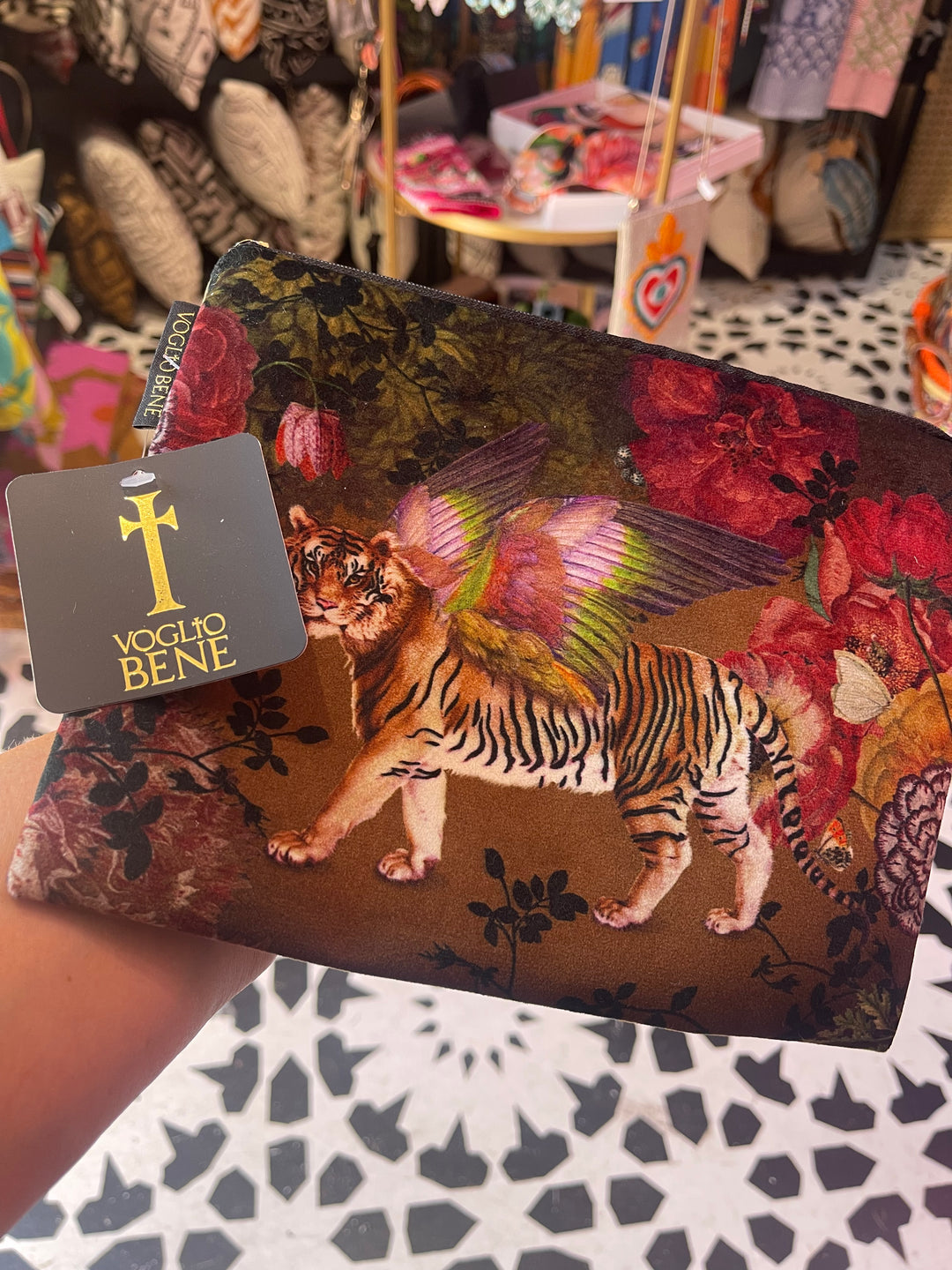 Velvet Printed Cosmetic Pouch