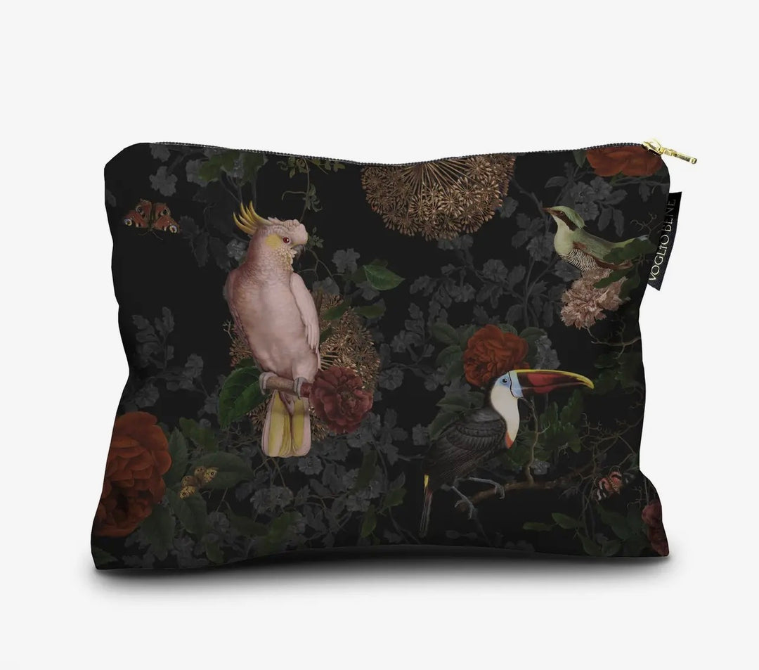 Velvet Printed Cosmetic Bag-Cockatoo