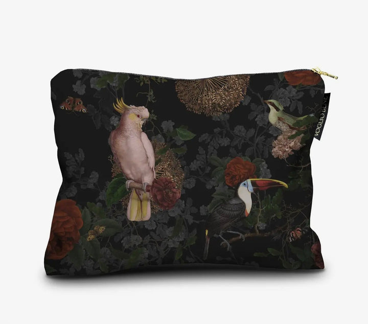 Velvet Printed Cosmetic Bag-Cockatoo