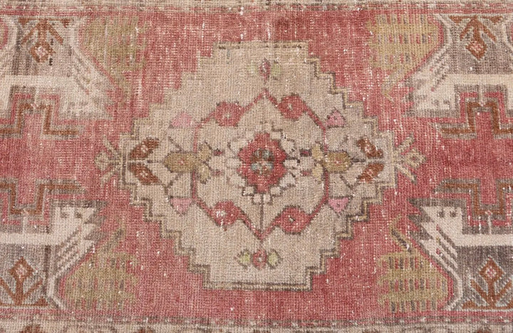 Vintage Handmade Moroccan Rug-Rose/Beige