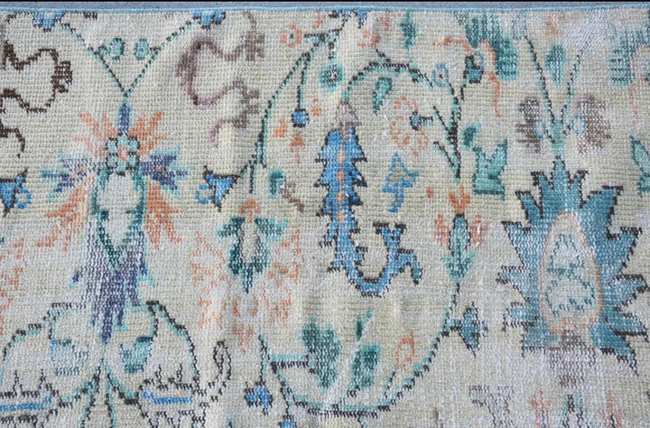 Vintage Handwoven Turkish Oushak Floral Rug-Pastel