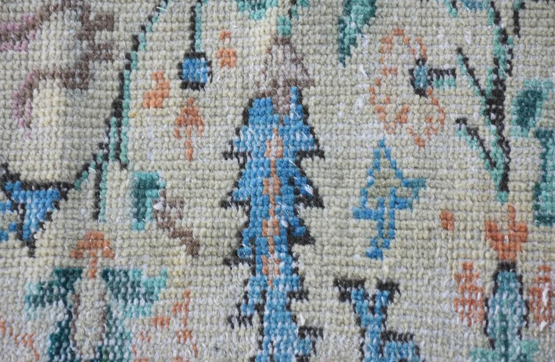Vintage Handwoven Turkish Oushak Floral Rug-Pastel
