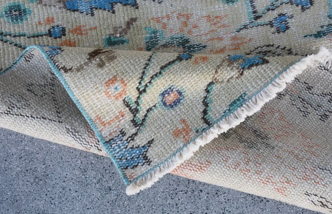 Vintage Handwoven Turkish Oushak Floral Rug-Pastel