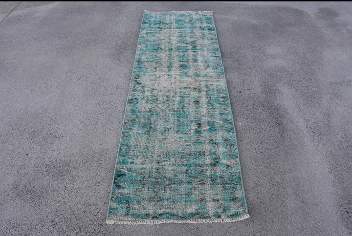 Vintage Hand Woven Turkish Oushak Rug-Aqua