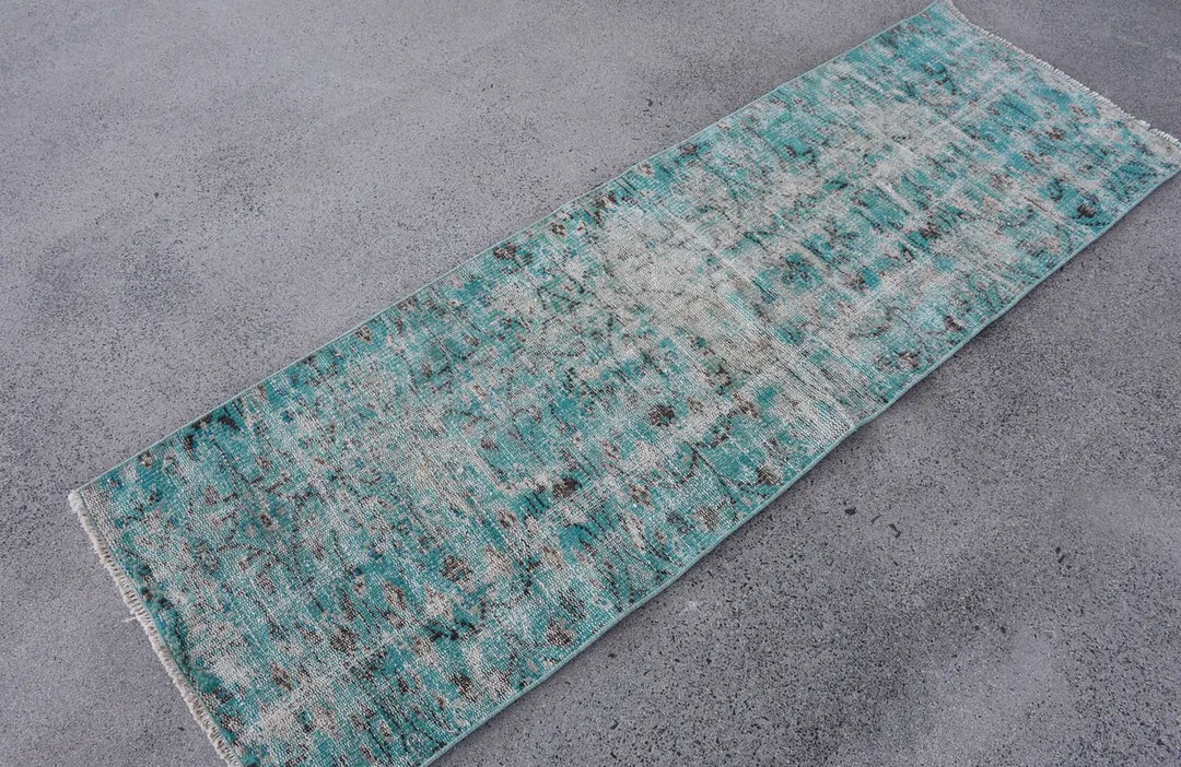 Vintage Hand Woven Turkish Oushak Rug-Aqua