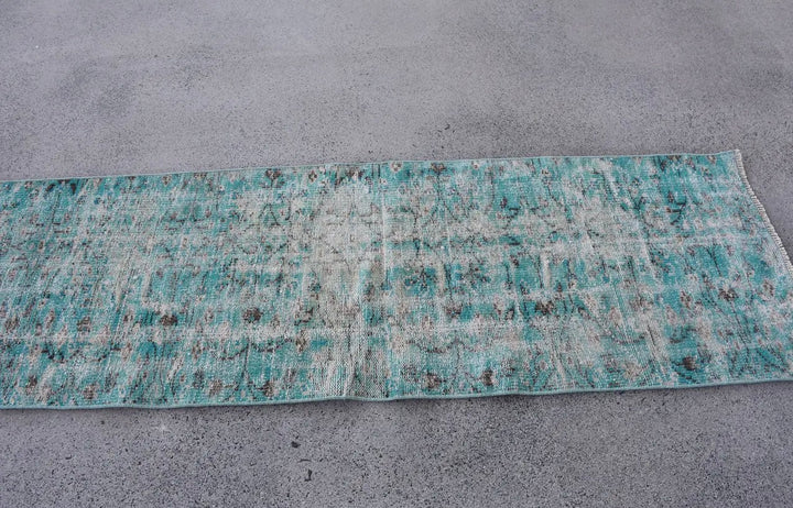 Vintage Hand Woven Turkish Oushak Rug-Aqua