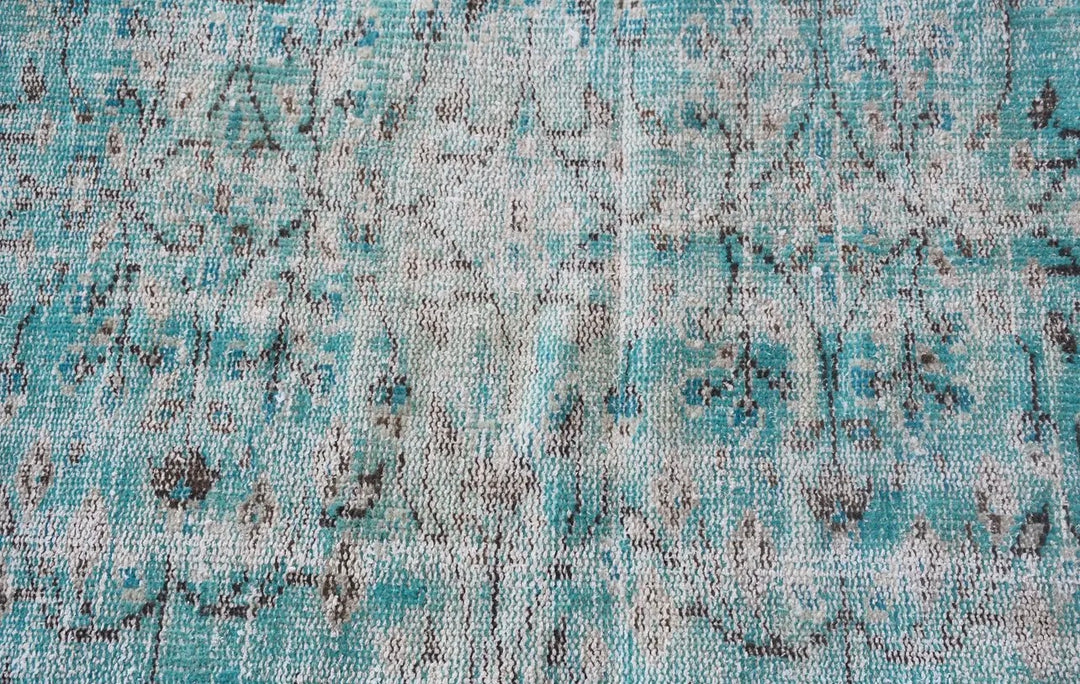 Vintage Hand Woven Turkish Oushak Rug-Aqua