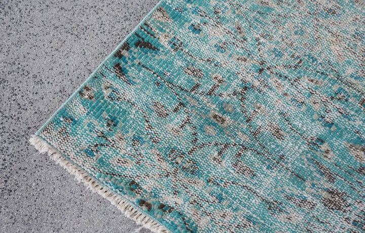 Vintage Hand Woven Turkish Oushak Rug-Aqua