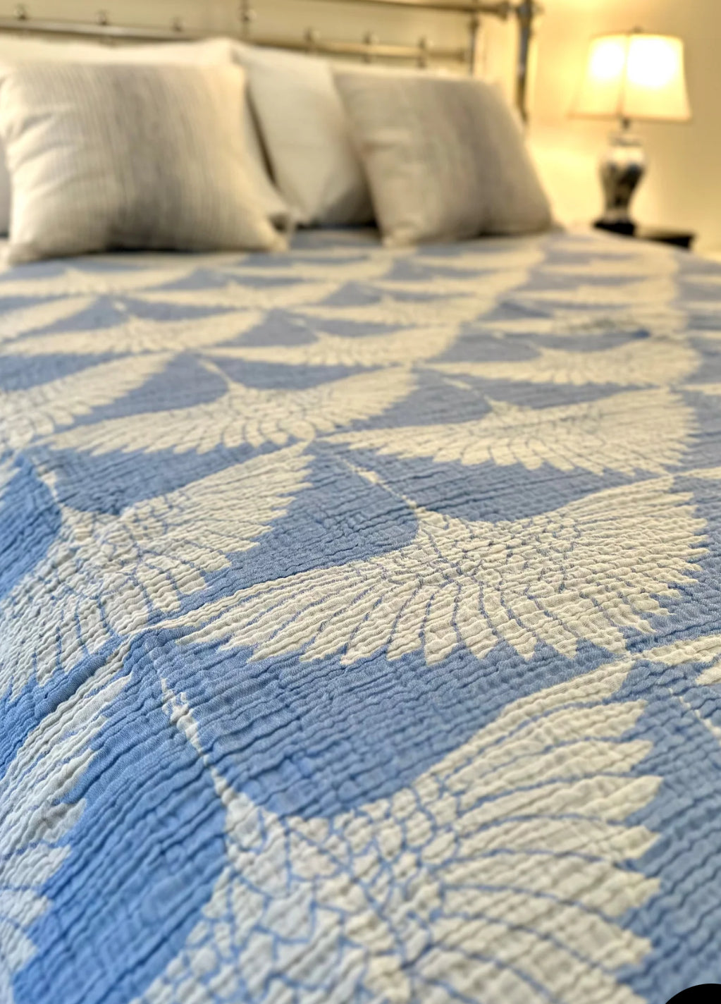 Muslin Cotton Bed Cover/Blanket -Flying Crane, Sky Blue