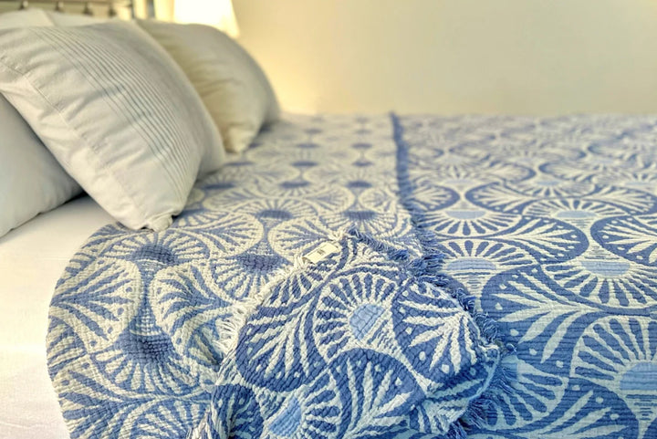 Muslin Cotton Bed Cover/Blanket-Lotus Denim