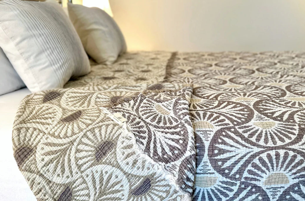 Muslin Cotton Bed Cover/Blanket-Lotus Taupe