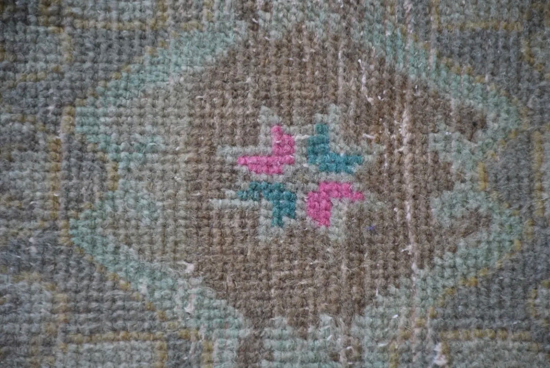 Vintage Handwoven Turkish Rug-Golden Yellow/sage Green