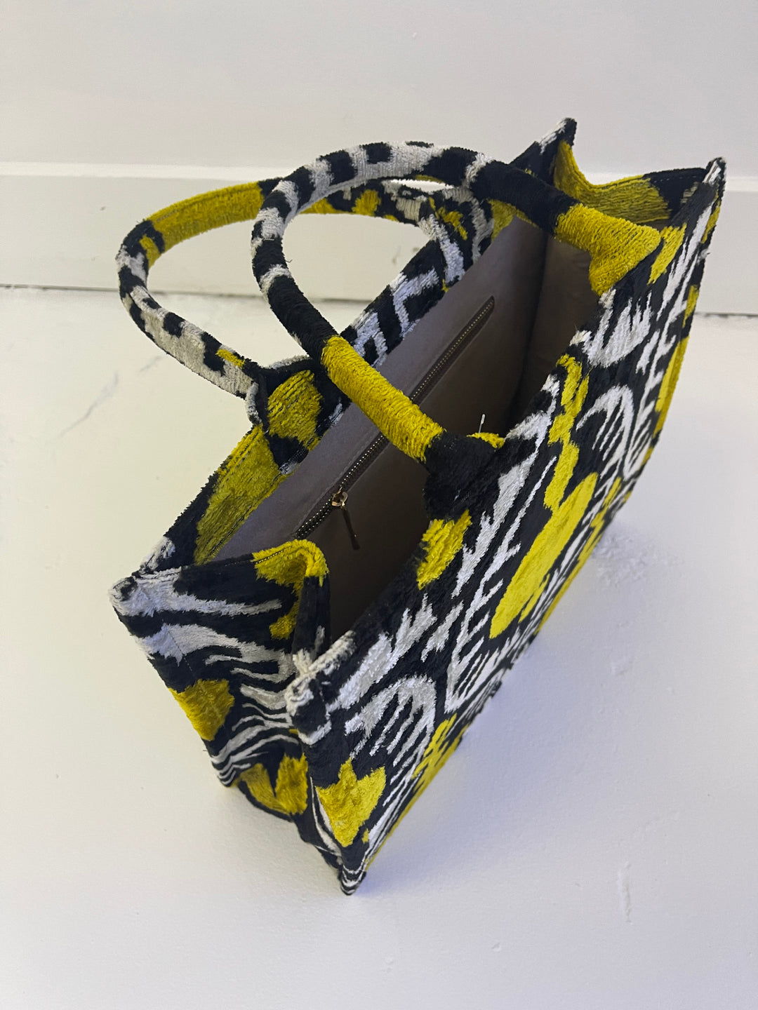 Silk Ikat Tote Bag- Large Yellow and Black