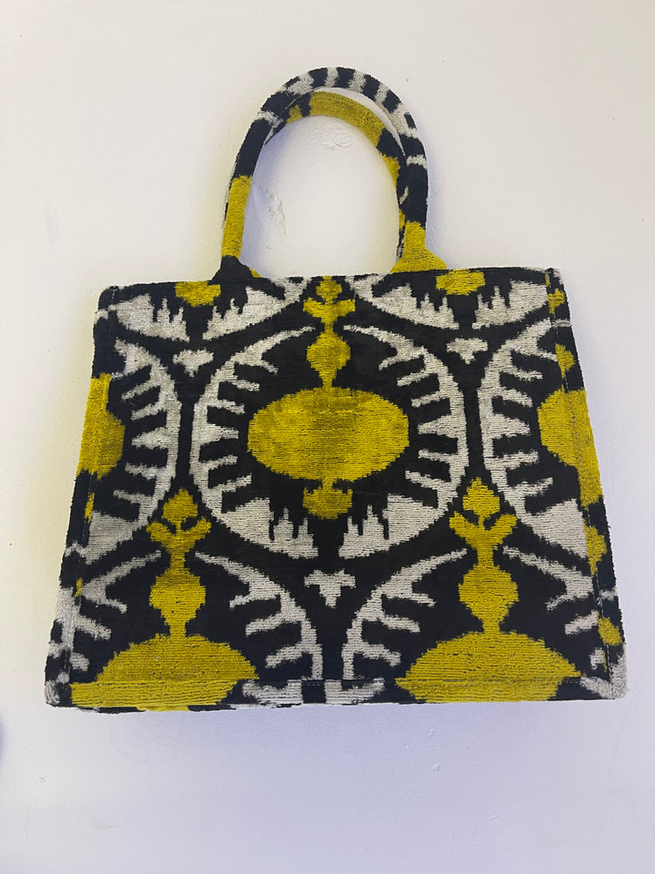 Silk Ikat Tote Bag- Large Yellow and Black