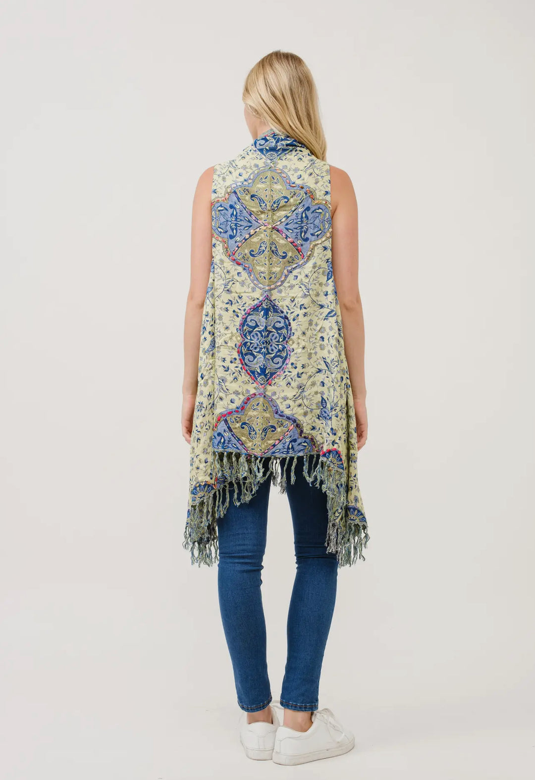 Boho style thick stitch embroidered tunic