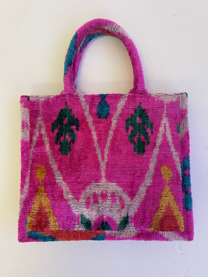 Silk Ikat Tote Medium-Fuschia graphic