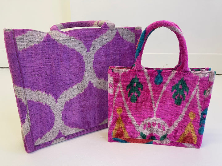 Silk Ikat Tote Medium-Fuschia graphic