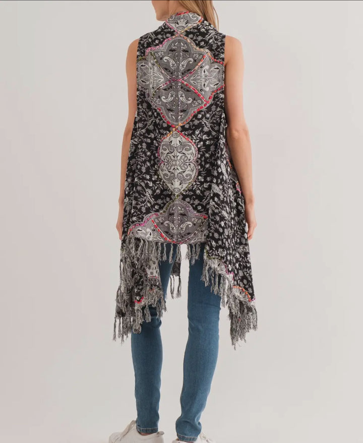 Boho styled tunic-black paisley