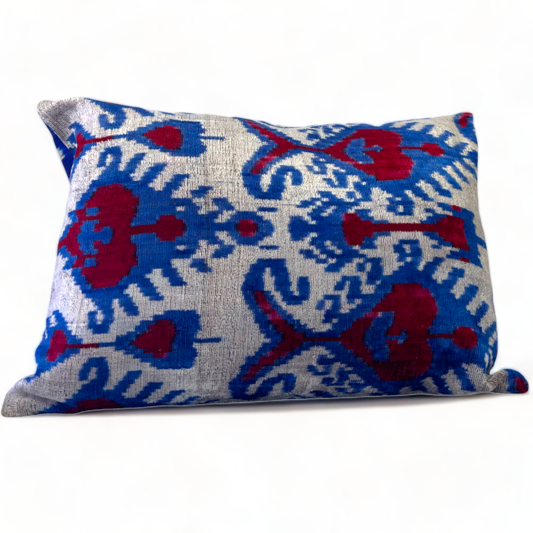 Kusadasi Silk Velvet Ikat Lumbar Pillow