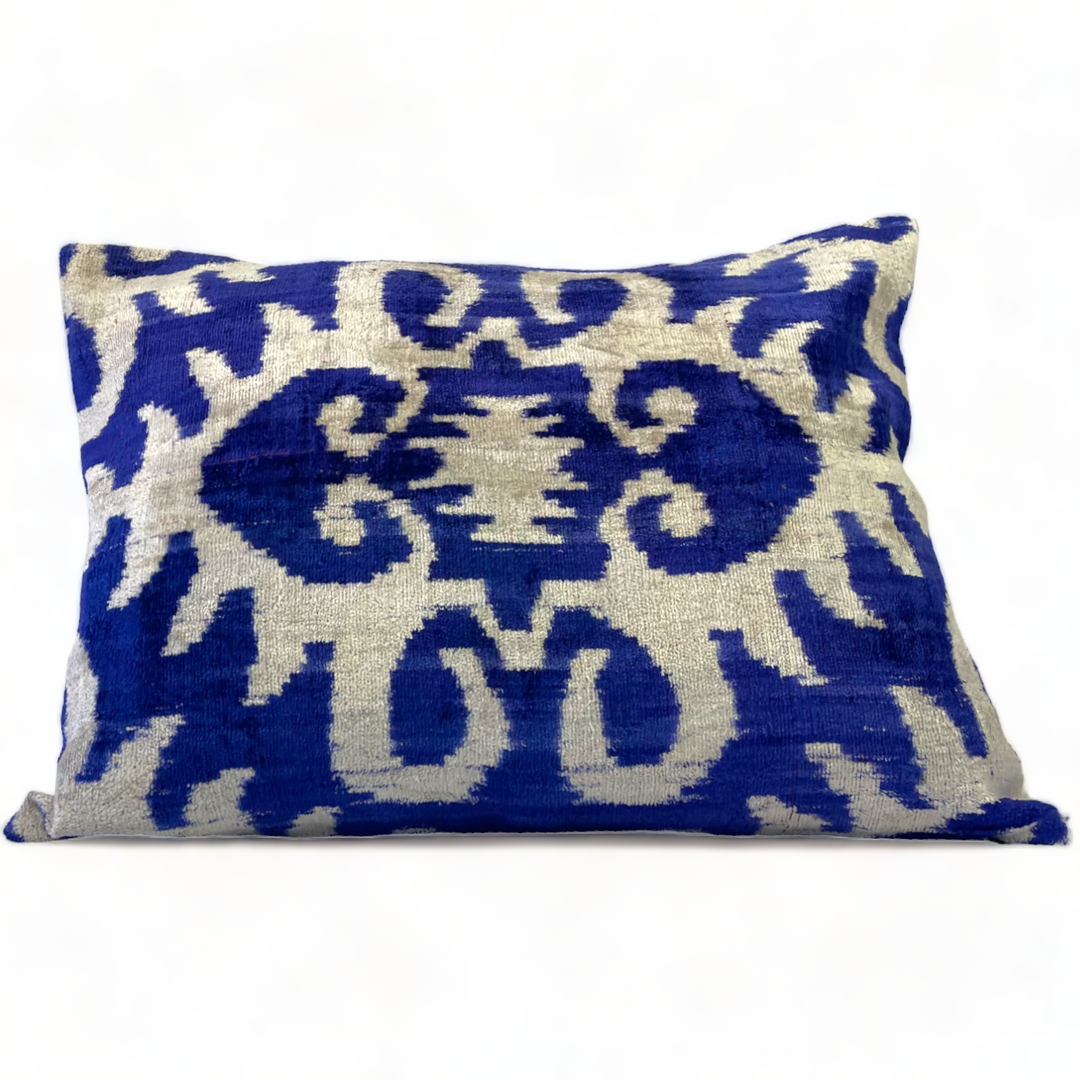 Kusadasi Silk Velvet Ikat Lumbar Pillow