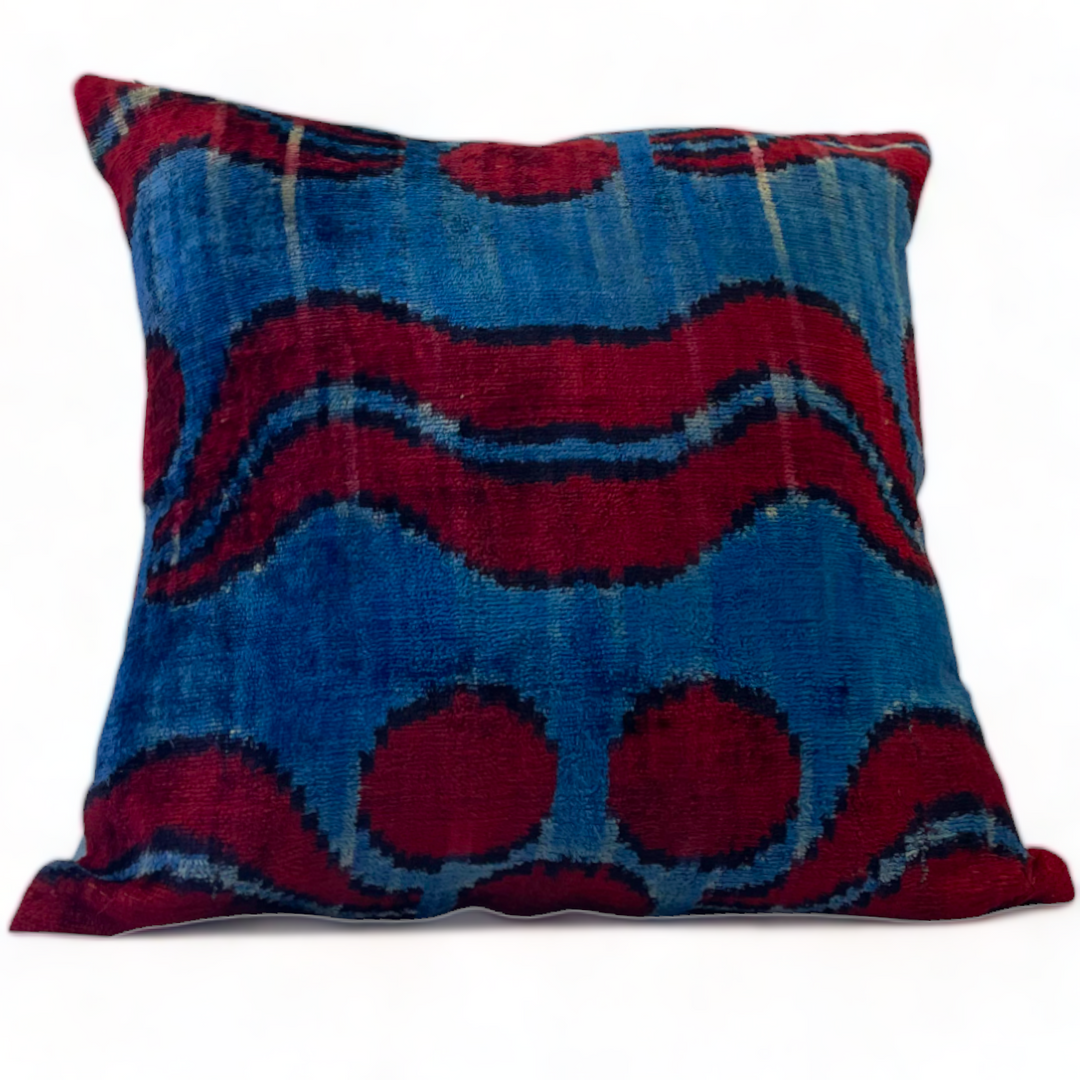 Blue Silk Square Pillow