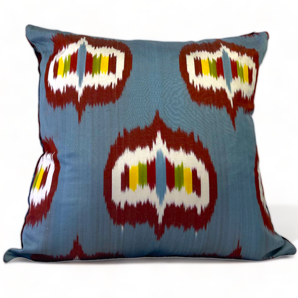 Blue Silk Square Pillow