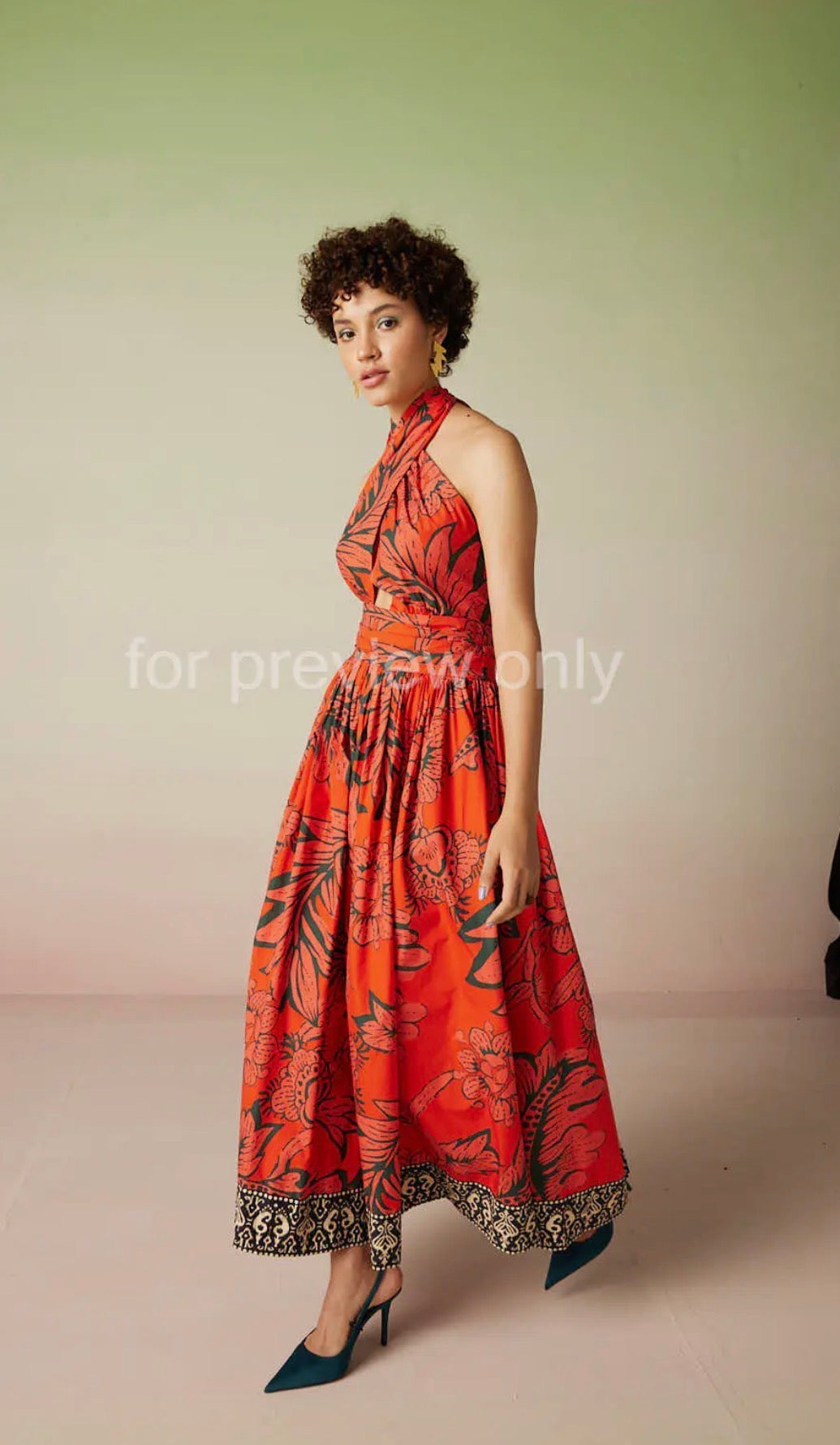 Cross Front Cotton Dress-Paprika