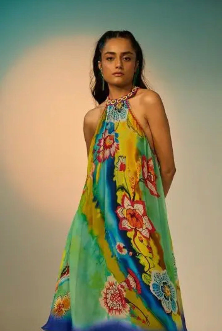 Short Halter Dress-Jade