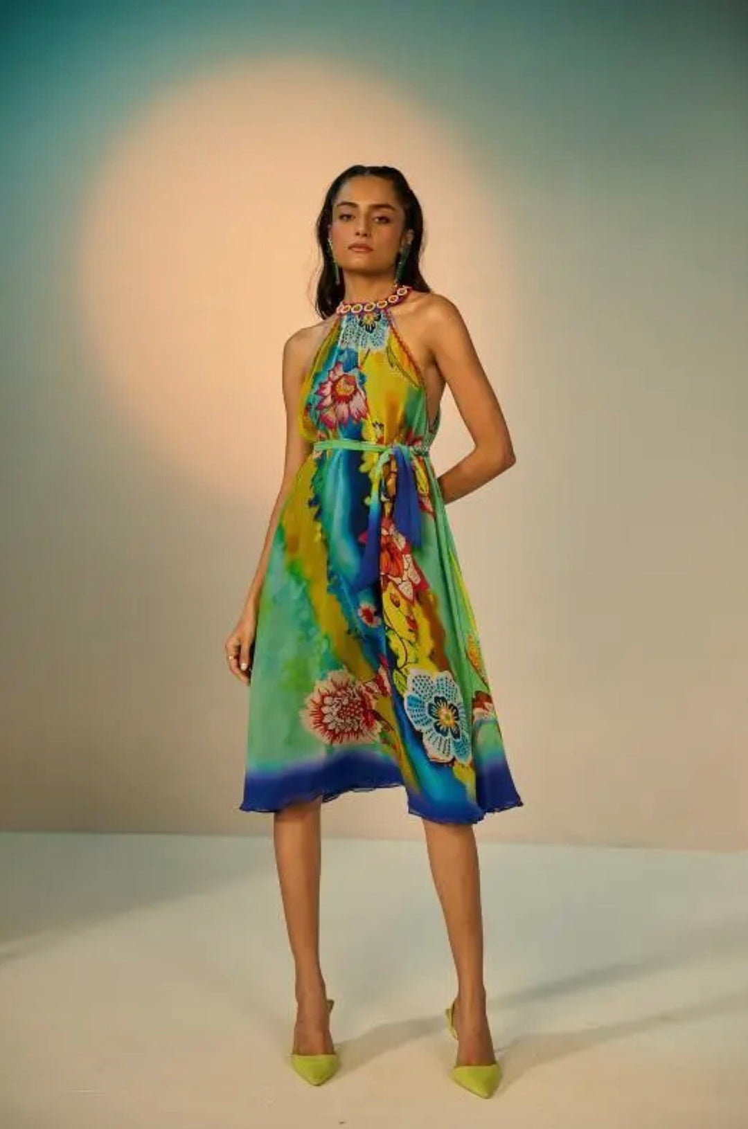 Short Halter Dress-Jade