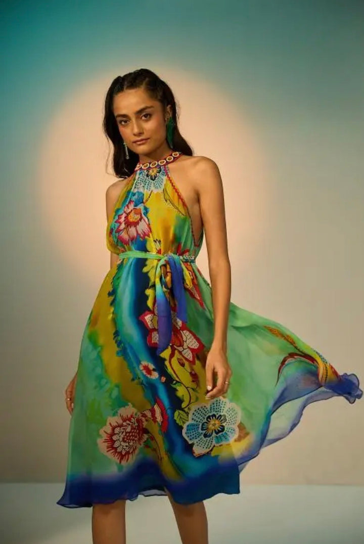Short Halter Dress-Jade