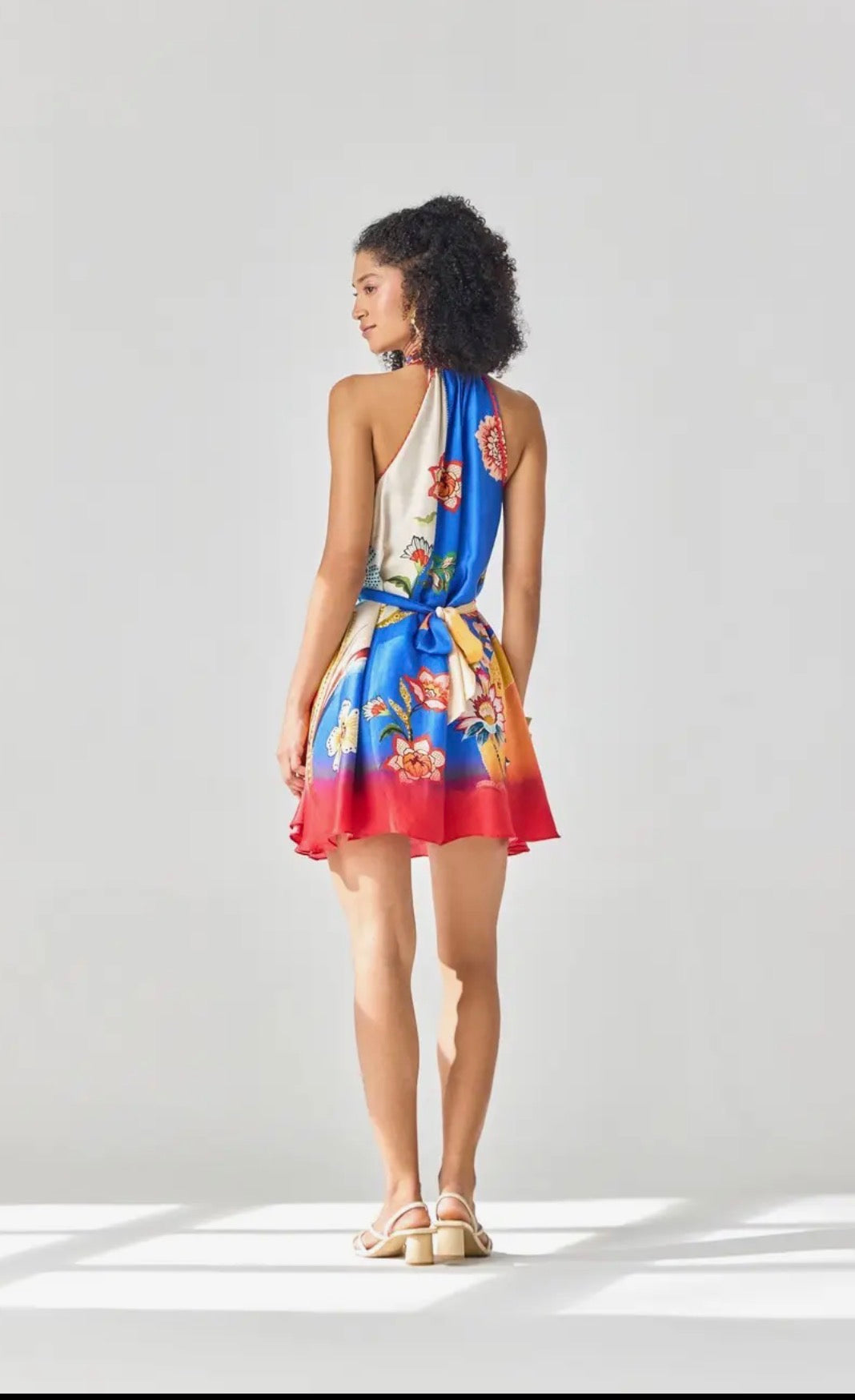 Halter Mini Dress-Cobalt/red