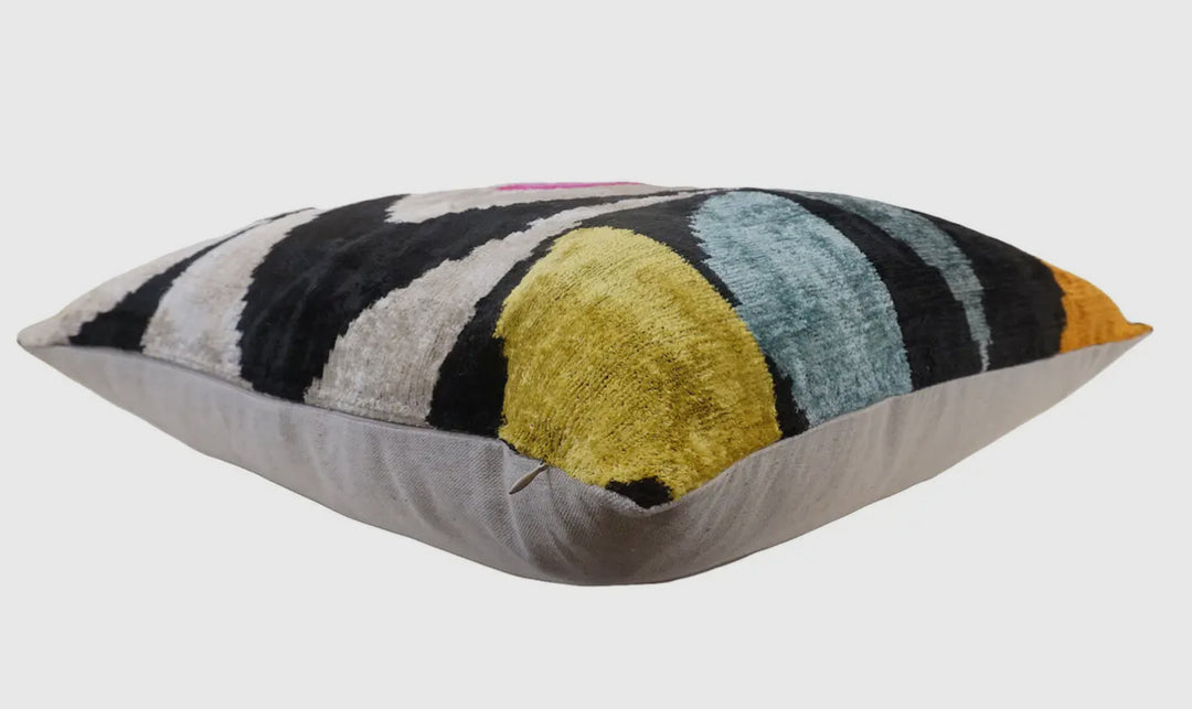 100% Silk velvet  Evil eye graphic square throw pillow.