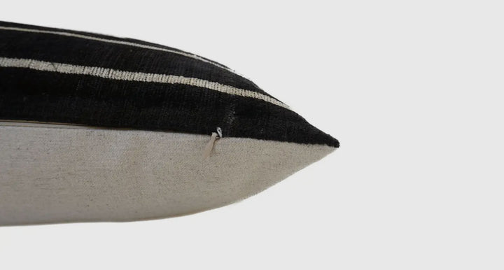 Graphic black and white 100% silk velvet lumbar pillow: 16"x24"