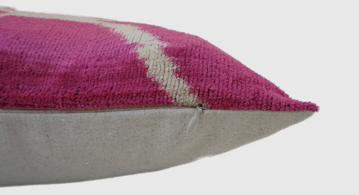Hot pink graphic 100% silk velvet throw pillow